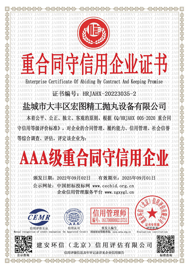 重合同守信用企业证书